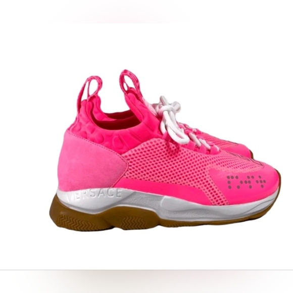 Versace Chain Reaction Neon Pink Sneakers Women's Size EU 41 US 10 (NWOT) - Picture 4 of 5